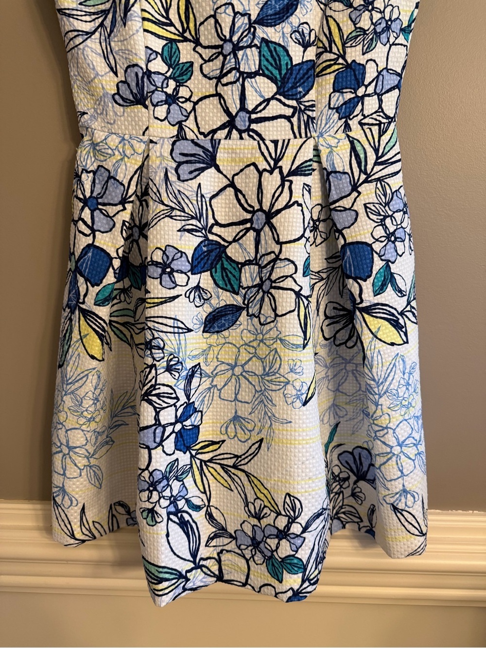 Danny & Nicole Blue and White Floral Square-Neck Mini Dress Pockets 6P - Picture 4 of 11